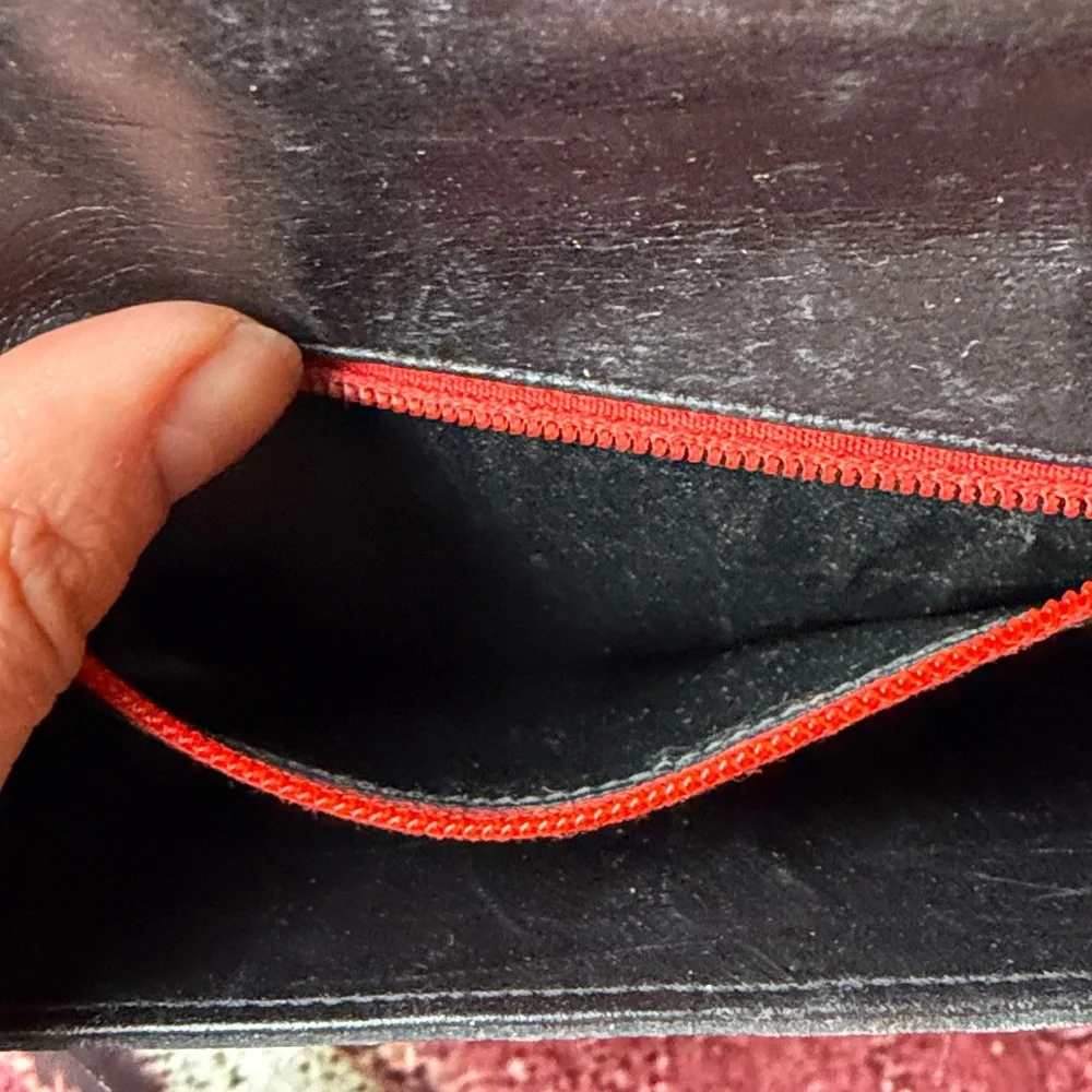 Vintage Carlo Fiori Genuine Leather Red Clutch Wallet Organizer Made in Italy
